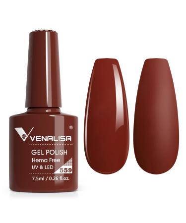 VENALISA Gel Nail Polish 7.5ml Brown Color Gel Polish Soak Off UV LED Long-Wear Mirror Shine Essential for Nail Art Salon-Quality Manicure at Home 559