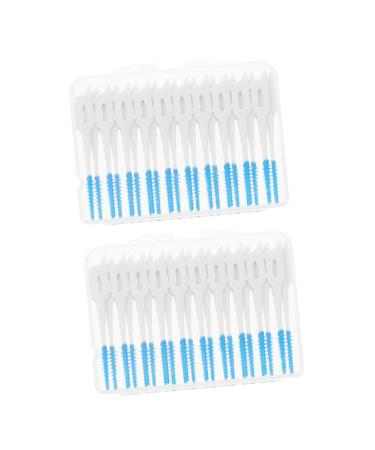 Ipetboom 80st interdental brush tooth hygiene oral hygiene hard prosthesis brush portable interdental brush tooth floss tools for oral care teeth clean head TPE 1 piece (1 Pack) blue