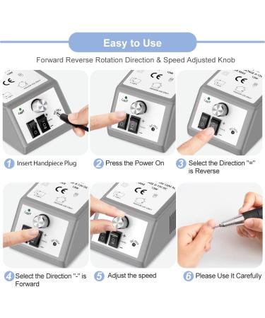 Professional Electric Nail Drill 30000 RPM Efile Set with Bits and Sanding Bands (Grey) - Buy Online on GoSupps.com