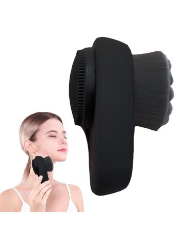 Face Scrubber Reusable Face Scrub Brush Non-slip 2 In 1 Face Massager Silicone Facial Cleaner with Lid For Scrubbing Gyouza Black