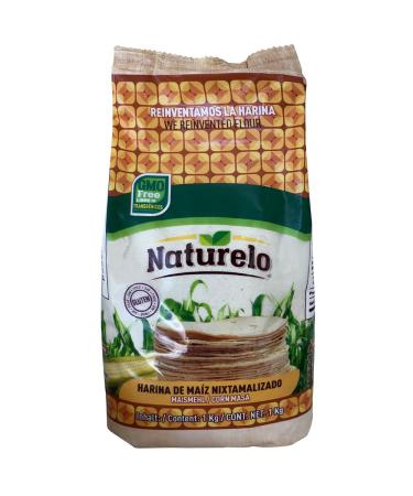 Naturelo Harina De Maiz Blanco 1kg / Mexican White Corn Flour Gluten Free & GMO Free Flour for Tortillas
