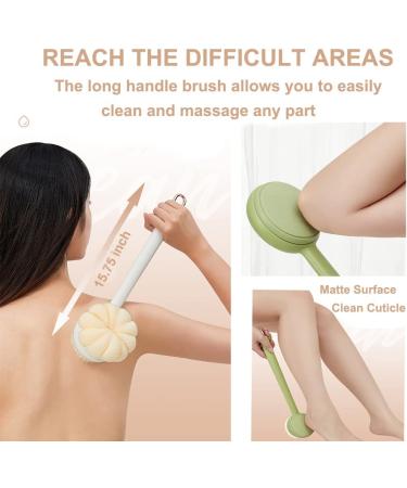 3 in 1 Bath Brush for Women - Long Handle Back Scrubber with Interchangeable Heads - Exfoliating Body Scratcher with Soft Stiff Bristles - Shower and Bath Accessory - Buy Online on GoSupps.com