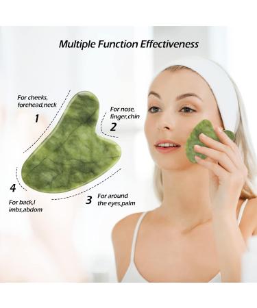Geeric Gua Sha & Jade Roller Set | Natural Green Facial Massager for Fine Lines Edema & Eye Swelling Relief | International Shipping Available - Buy Online on GoSupps.com