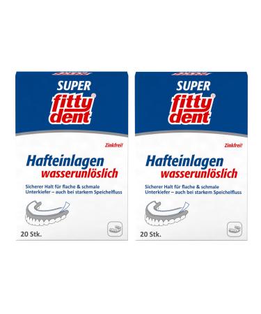 2x fittydent super adhesive inserts comfort 20 pieces zinc-free fitty dent neutral