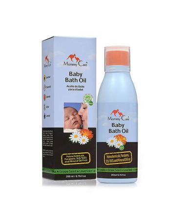 Mommy Care Organic Baby Bath Oil Pure Natural Essential Oils, Calming, Hydrating, and Nourishing Bathing Oil to Restore Your Babys Natural Skin Moisture. Great for Irritated or Dry Skin. 6.76 oz