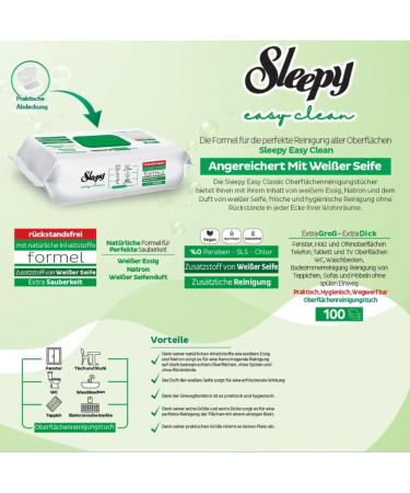 Sleepy Easy Clean Surface Cleaning Cloth - 3 Pack (300 Sheets) | White Soap Additive Eco-Friendly | International Shipping Available - Buy Online on GoSupps.com