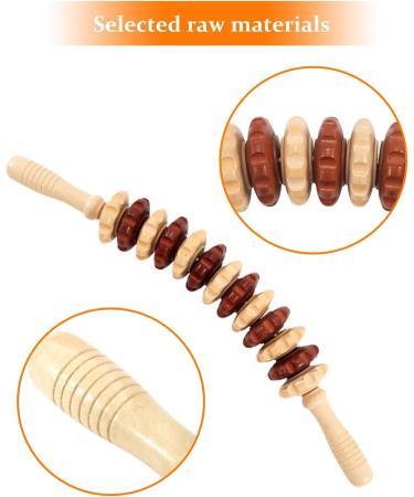 3PC Suuwwn Wooden Massager Set - Back Neck Leg & Body Massage Roller with Handle | Gua Sha Scraping Tool for Ultimate Relaxation - Buy Online on GoSupps.com