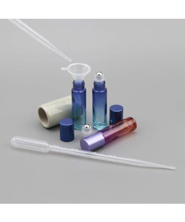 10ml Roll On Bottle Set - 10Pcs Gradient Glass Vials with Funnels & Droppers for Essential Oils & Perfumes | Purple & Blue Gradient - Buy Online on GoSupps.com