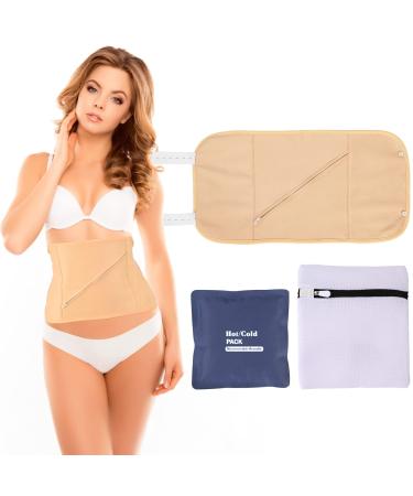 Jiuqing castor oil pack reusable waist wraps with ice cream bags and laundry bags soft zipper adjustable for liver discovery and stomach health brown brown brown