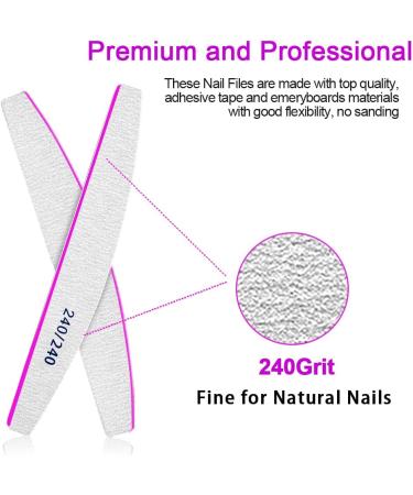 12pcs Professional 240/240 Grit Nail Files | Washable & Reusable Double-Sided Emery Board for Natural Nails | Thick Nail File - Buy Online on GoSupps.com