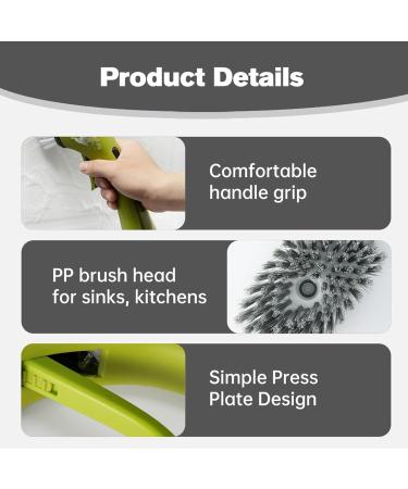 Kitchen Brushes for Dishes - Automatic Soap Dispensing Dish Brush with Long Handle - Reused Add Detergent Dish Scrubber Kitchen Cleaning Tools for Pot Pan & Dish Green - Buy Online on GoSupps.com