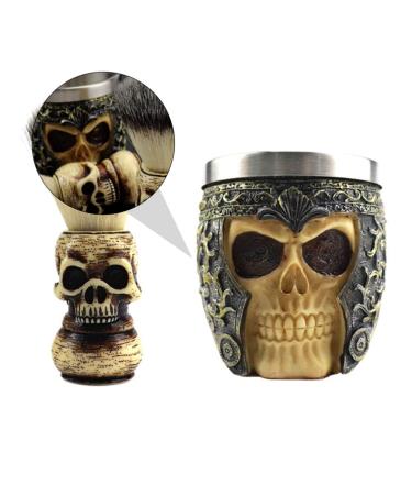 1 set of skull bearing brush shaving brushes for horse-share badger hair brush roofs shaving brushes.