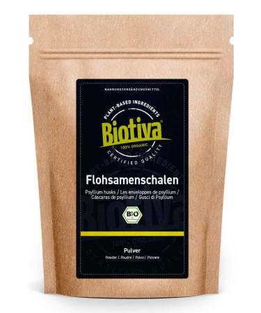Psyllium peel powder bio 500g - ground - food quality - Psyllium husk powder - rich in fiber - bottled and controlled in Germany - Biotiva - Buy Online on GoSupps.com
