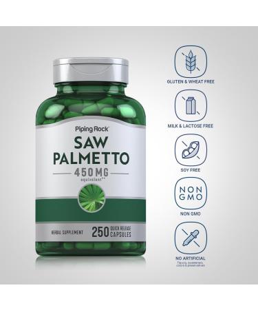 Piping Rock Saw Palmetto for Men and Women | 250 Capsules | Herb Extract Supplement | Serenoa Repens | Non-GMO Gluten Free - Buy Online on GoSupps.com