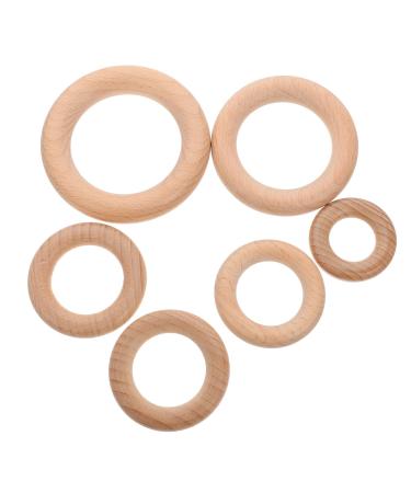 Eringogo 6st Molar wooden circle Accessories Wood Rings Accessories for bite rings made of wood for babies biting accessories made of baby wood made of wood protocol wood ring beech