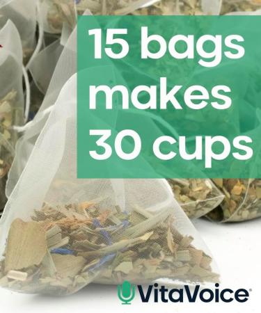 VitaVoice Performance Tea for Throat & Voice Care - Green Mate with Lemongrass, Spearmint, Ginseng, Gingko, Nettle - 15 Luxury Tea Bags - Buy Online on GoSupps.com