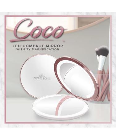 Impressions Coco LED Compact Mirror with Dimmer Button - Travel Makeup Mirror with 7X Magnifying Glass - Buy Online on GoSupps.com