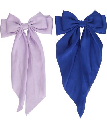 Big Hair Bows Double Layer Clips Aesthetic Decoration Purple Dark Blue for Women Hair Accessories - Buy Online on GoSupps.com