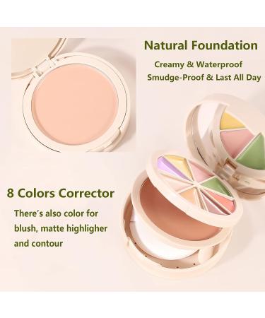 Rosarden 8 Color Corrector Palette | Full Coverage Cream Foundation & Concealer Palette | Contour & Concealer for Dark Circles | Travel Makeup Palette with Mirror & Brush - Buy Online on GoSupps.com