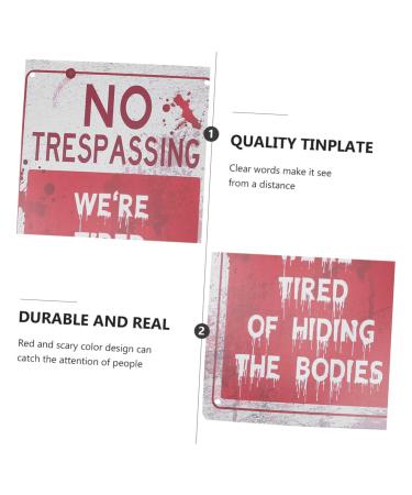 Zerodeko 2pcs Warning Tin Painting Emblems Metal Halloween Wall Art Retro Iron Vintage Signs Iron Painting - Buy Online on GoSupps.com