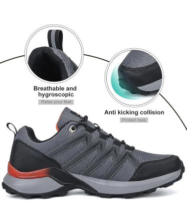 Dannto Men's Hiking Sneakers - Outdoor Low Top Trekking Boots | Lightweight Camping Athletic Trail Running Shoes (Size 9, Color: Grey) - Buy Online on GoSupps.com