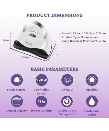 220W UV LED Nail Lamp | Fast Curing for Gel Polish | Automatic Sensor & Timer Setting | Professional Nail Art Tool - Buy Online on GoSupps.com