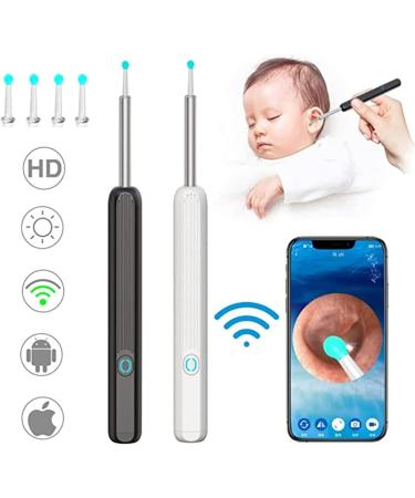 Earwax Removal Kit with Otoscope 1080P | Silicone Ear Scoop Vacuum Cleaner Tool with LED Light | Smart Visual Ear Sticks | Health Care Ear Cleaner for Adults and Kids - White - Buy Online on GoSupps.com