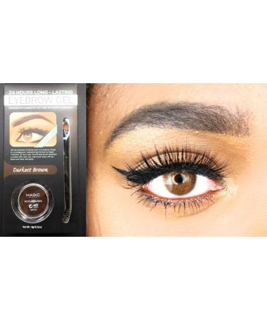 Magic Waterproof Eyebrow Gel + Brush - 24 Hour Smudge-Proof Formula in Darkest Brown - Buy Online on GoSupps.com