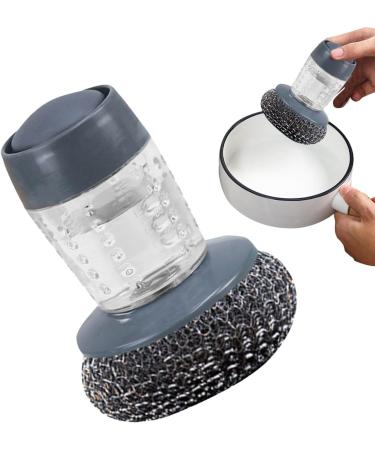 Shakven Soap Dispensing Palm Brush | Push Dispensing Dish Scrub Brush - Multifunctional Ergonomic Steel Scrubber Kitchen Cleaning Brush or Dishes Pot Pan Kitchen - Buy Online on GoSupps.com
