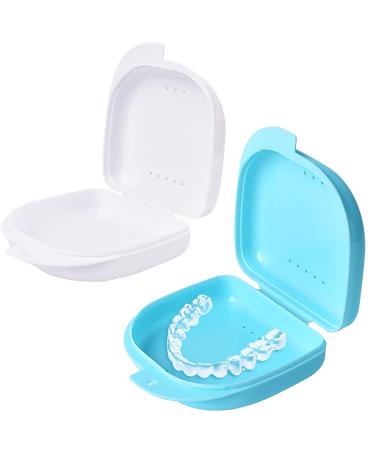 Y-Kelin Retainer Box Retainer Container Partial Denture Box Light Blue+white