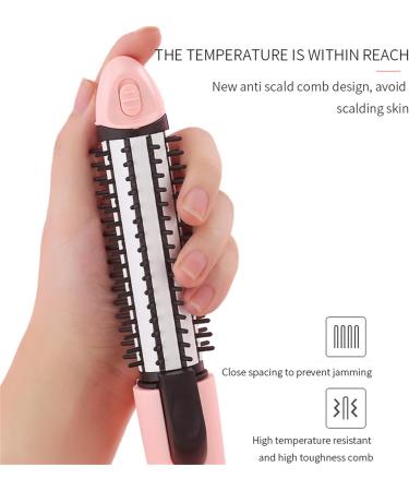 Foldable Curling Iron Brush | Ceramic Ionic Hot Curler | Adjustable Temperature | Travel-Friendly Multifunctional Round Brush - Upgrade Pink - Buy Online on GoSupps.com