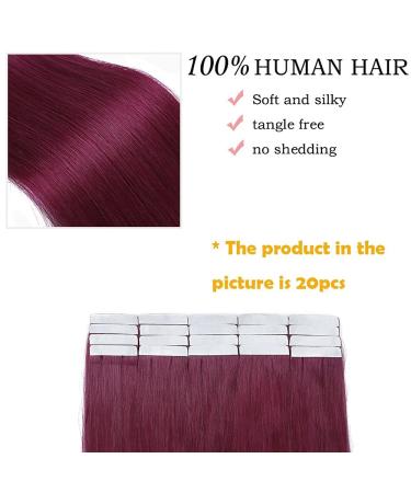 Buy SEGO Tape in Extensions - 20 Wefts Human Remy Hair Glue Hairpiece with Free 10pcs Tapes - Purple 14 (35cm) - 40G for International Shipping - Buy Online on GoSupps.com