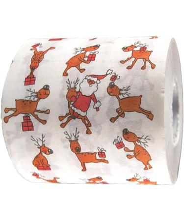 Christmas Toilet Paper Napkin Roll: Xmas Reindeer Roll Toilet Paper Napkin Elk Santa Claus Roll Hand Towels for Holiday Home Bathroom Supply - Buy Online on GoSupps.com