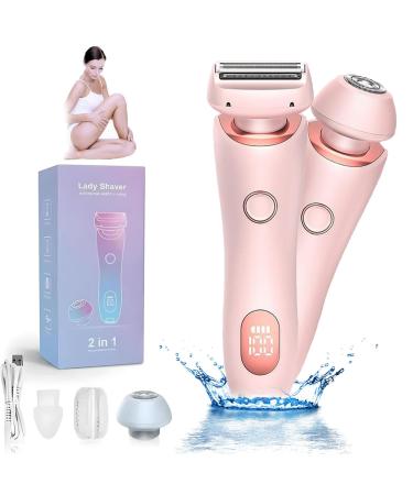 Duskofficial Razor Dusk Official Electric Razor Dusk Electric Shaver for Women 2 in 1 Electric Shaver Razors for Women Wet and Dry Painless Hair Removal Removable Head (Pink)