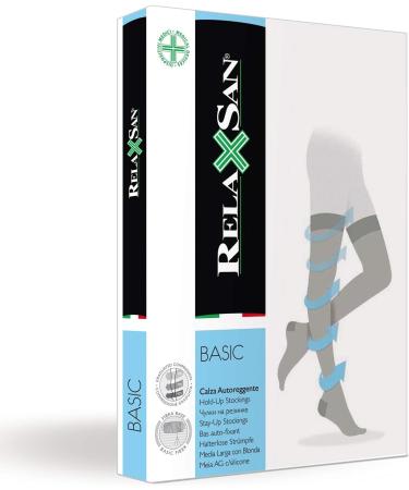 Buy Relaxsan Basic 970A Black Support Stockings for Women 22-27 mmHg - Open Toe Silicone Band 280 Den Size XL International Shipping Available - Buy Online on GoSupps.com