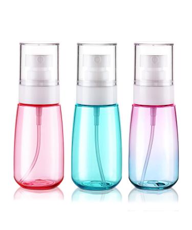 Cosywell Travel Spray Bottle TSA Approved 2oz 60ml 3 Pack Leak Proof Fine Mist Spray Bottles Empty Plastic Refillable Spray Bottle for Perfume Essential Oils Toners Rose Water Cosmetics (3color) 2oz 01-3Color