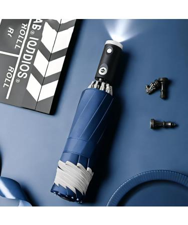 SUDNJIALQ Automatic Umbrella 3-folding with Light Universal Portable Wind-proof Fashion Rain Umbrellas Rain-proof Supply Outdoor Blue - Buy Online on GoSupps.com