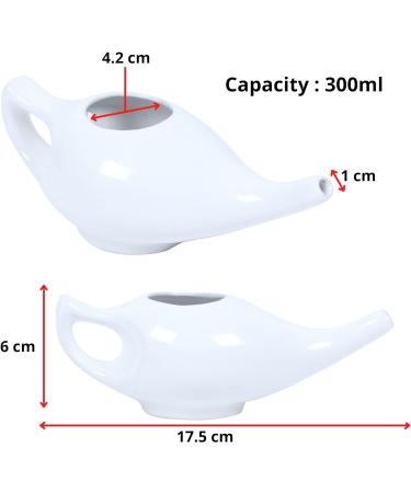 WholeLifeObjects Leak Proof Ceramic Neti Pot | Microwave & Dishwasher Safe | Natural Sinus Relief (White) - Buy Online on GoSupps.com