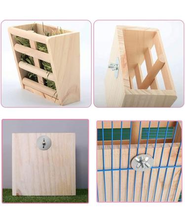 ANCLLO Rabbit Hay Feeder Rack Wooden Wall-mountable Hay Manger for Small Pets Bunny Chinchilla Guinea Pigs - Buy Online on GoSupps.com