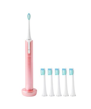 Soniclean Lux Sonic Toothbrush for Adults with 6 Toothbrush Heads  Rechargeable Toothbrush  Automatic Toothbrush  Sonic Toothbrush with Refills  Rose Gold