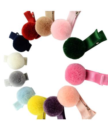 Lurrose 12pcs Pom Pom Ball Hair Clips | Cute Alligator Hairpins | Fur Ball Christmas Hair Clips - Perfect for Kids & Teens - Buy Online on GoSupps.com