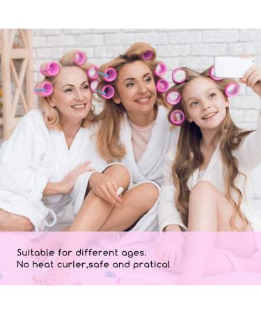 Spiral Curls Hair Rollers Set - 24 Heatless Curlers with Clips and Comb, Pink - Buy Online on GoSupps.com