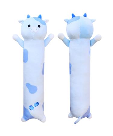 Desdfcer Long Blueberry Cow Plush Body Pillow 49CM Long Stuffed Animals Soft Long Plushie Kawaii Plush Long Pillow Stuffed Toys for Kids Birthday Valentines Day Gifts Blue-50cm