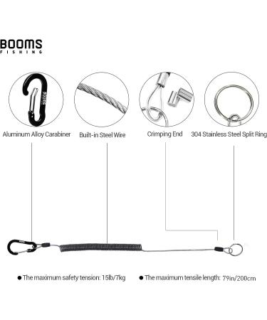Booms Fishing T01 Coiled Lanyards - Black 3pcs | Secure Rods & Nets - Buy Online on GoSupps.com