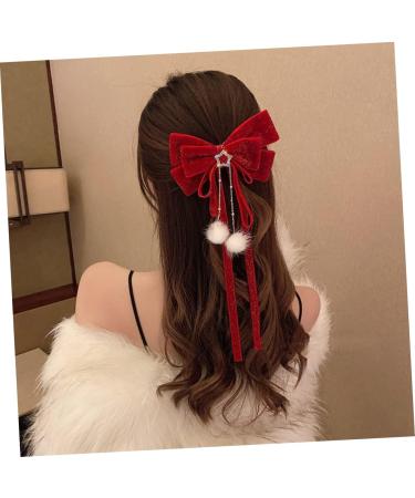 minkissy Hairpin Hair Bow for Women Bow Barrettes Women Bowknot Barrette Satin Bow Hair Barrette Hair Accessories for Girls Red Christmas Bow Bows for Women Child Princess Metal Headband - Buy Online on GoSupps.com