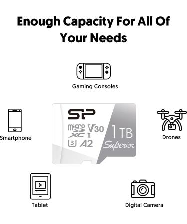 Silicon Power 1TB Micro SDXC UHS-I (U3) V30 A2 4K High Speed MicroSD Card - Compatible with Nintendo Switch & Steam Deck - Buy Online on GoSupps.com