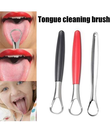 Yxrrving Stainless Steel Tongue Scraper - U-Shaped Tongue Cleaner Brush for Fresh Breath - Red - Hygiene Care Tool - Buy Online on GoSupps.com