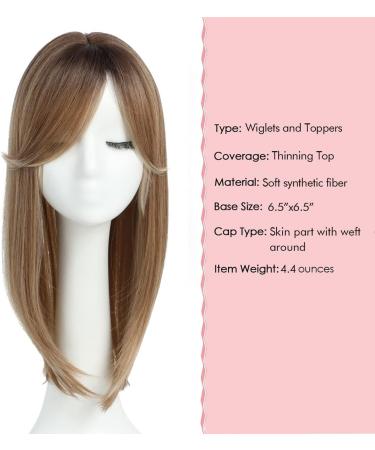 18 Ombre Brown Blonde Hair Topper for Women - Natural Straight Hair Piece for Thinning Hair - Extra Volume, Super Soft Feel - Buy Online on GoSupps.com