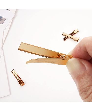 Gold 45mm Single Prong Metal Alligator Hair Clips - 50 Pieces for DIY Crafts - Buy Online on GoSupps.com