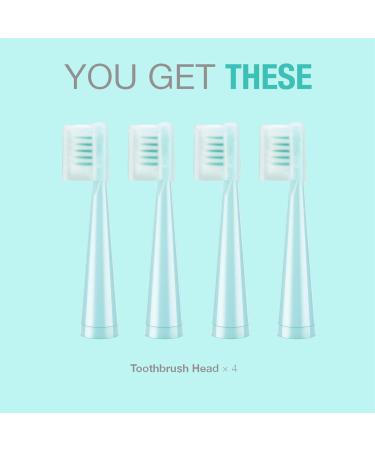 Vekkia Kids Electric Toothbrush Replacement Heads - 4 Pack, 3D Curved Soft Bristles for Gentle & Efficient Cleaning, Blue - Buy Online on GoSupps.com